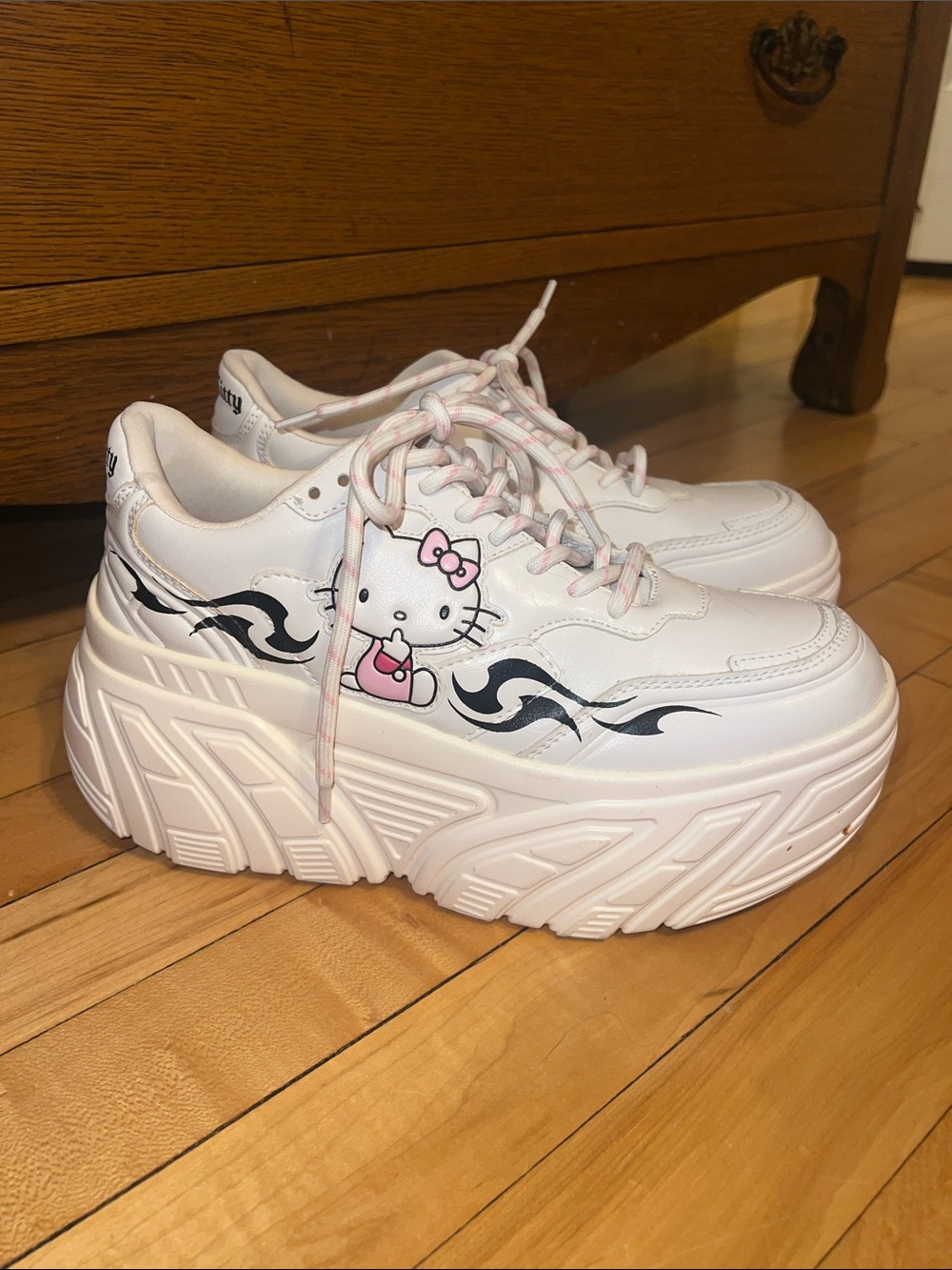 Bershka x Hello Kitty white platform sneakers